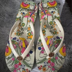 Tory Burch Women's Floral Sandals - Pink, Yellow, Green